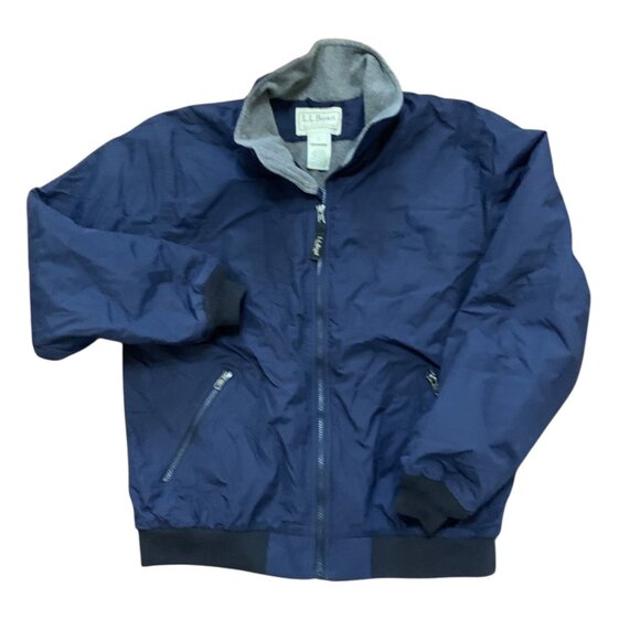 L.L. Bean Mens VTG Navy Blue Full-Zip Bomber Jacket Sz M Fleece Lining Outdoor - Picture 3 of 10